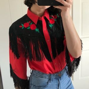 Rose Fringed Western Shirt